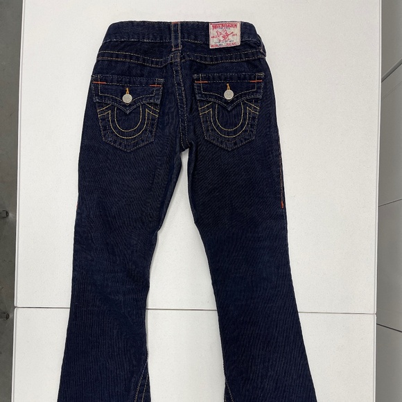 Pre-owned True Religion Women's 24 Navy Corduroy Joey Flare Pants Flap Pockets - Picture 4 of 15